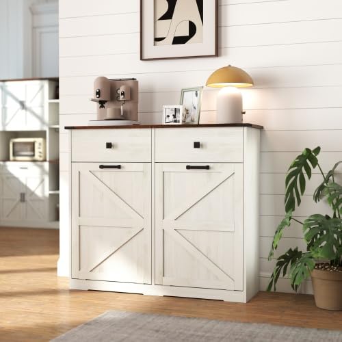 20 Gallon Tilt Out Trash Can Cabinet with Drawer L9731