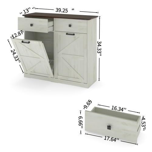 20 Gallon Tilt Out Trash Can Cabinet with Drawer L9731