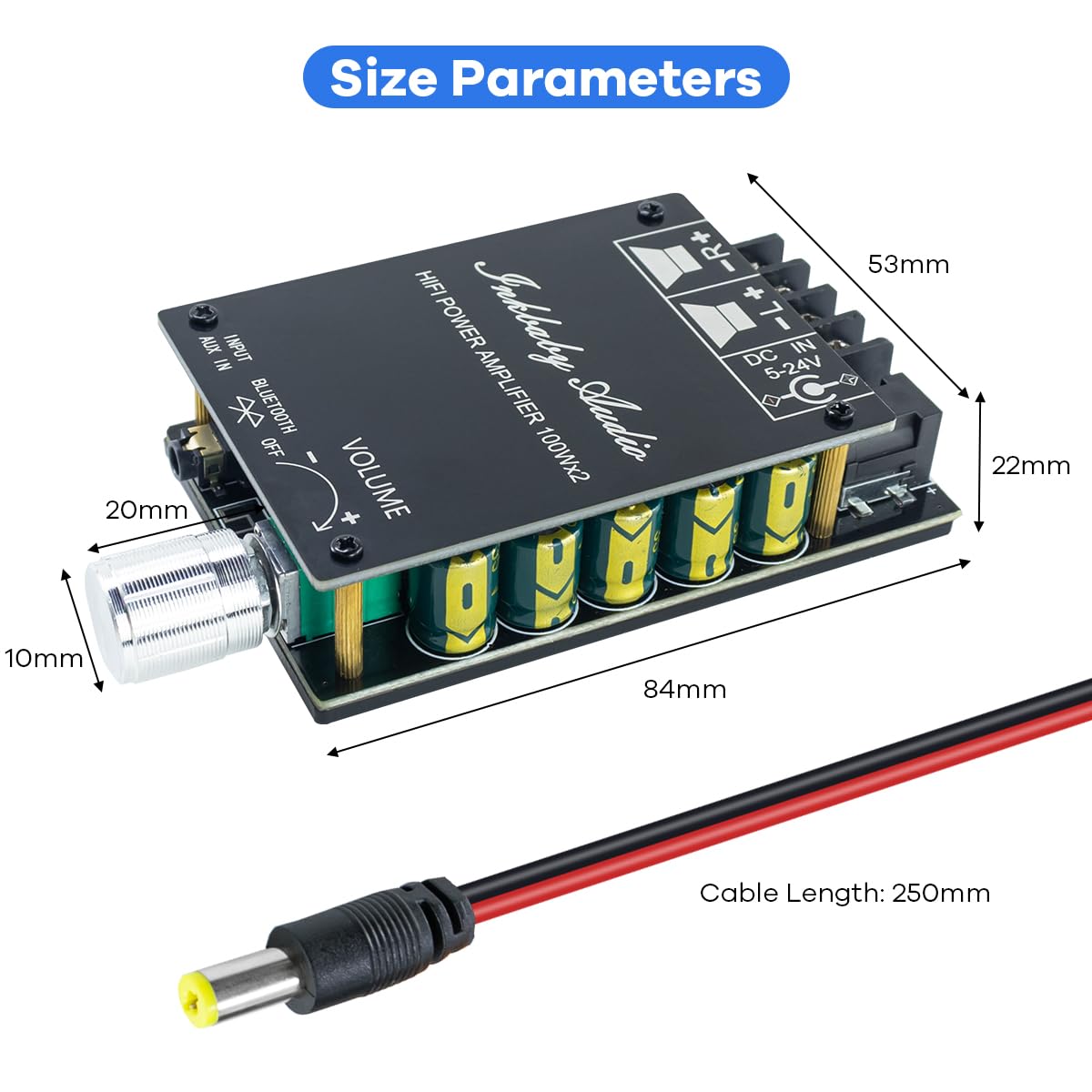 200W Bluetooth 5.0 Stereo Dual Channel Mini Amp Board U6412