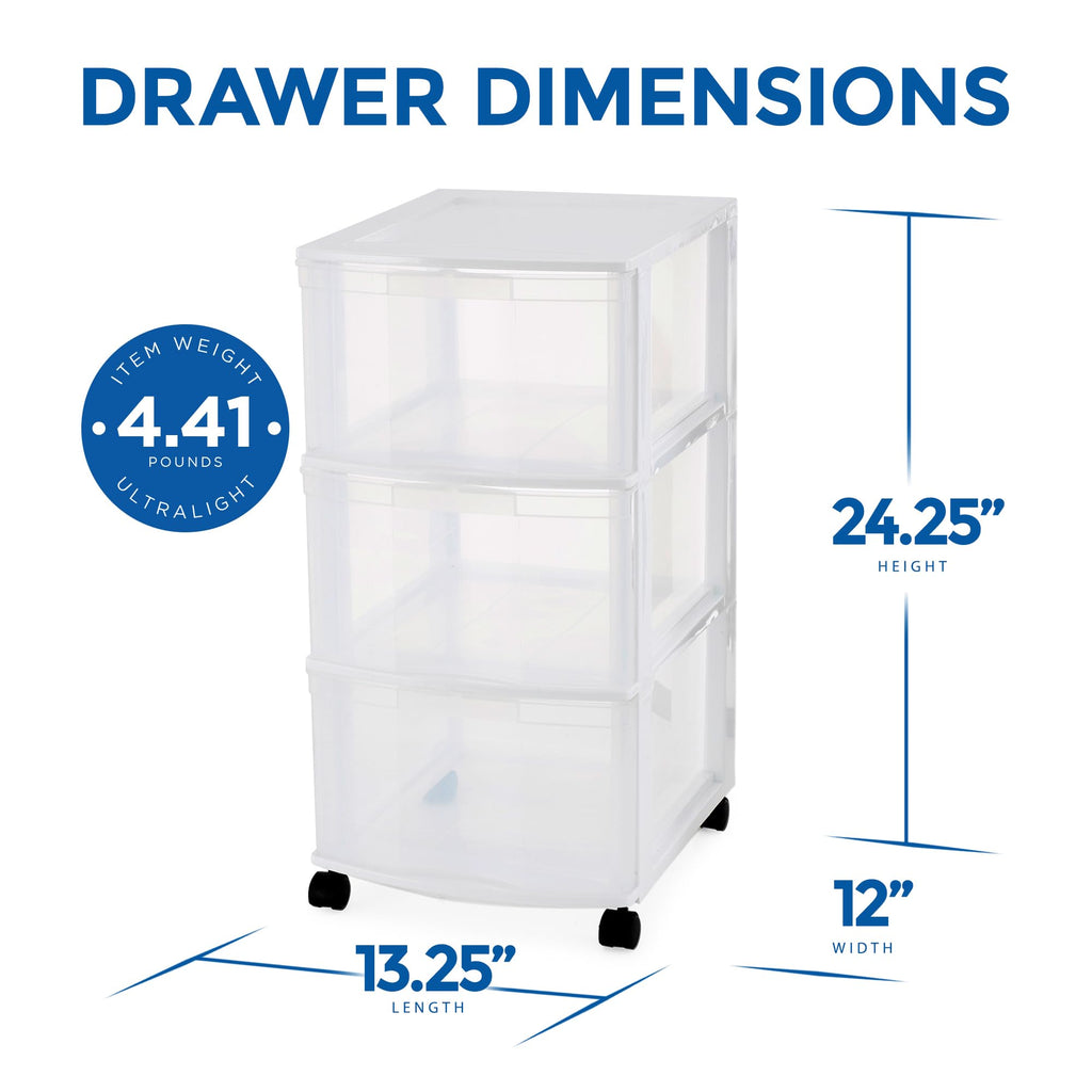 3 Drawer Plastic Rolling Organizer Cart P5465
