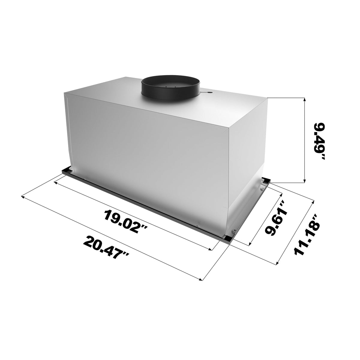 20 inch 650 CFM Black Insert Range Hood T1314