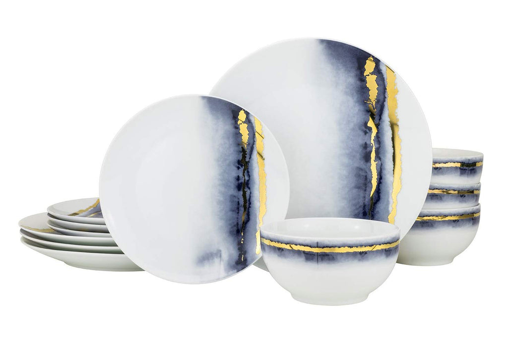 12-Piece Marble Porcelain Dinner Plates Set T141