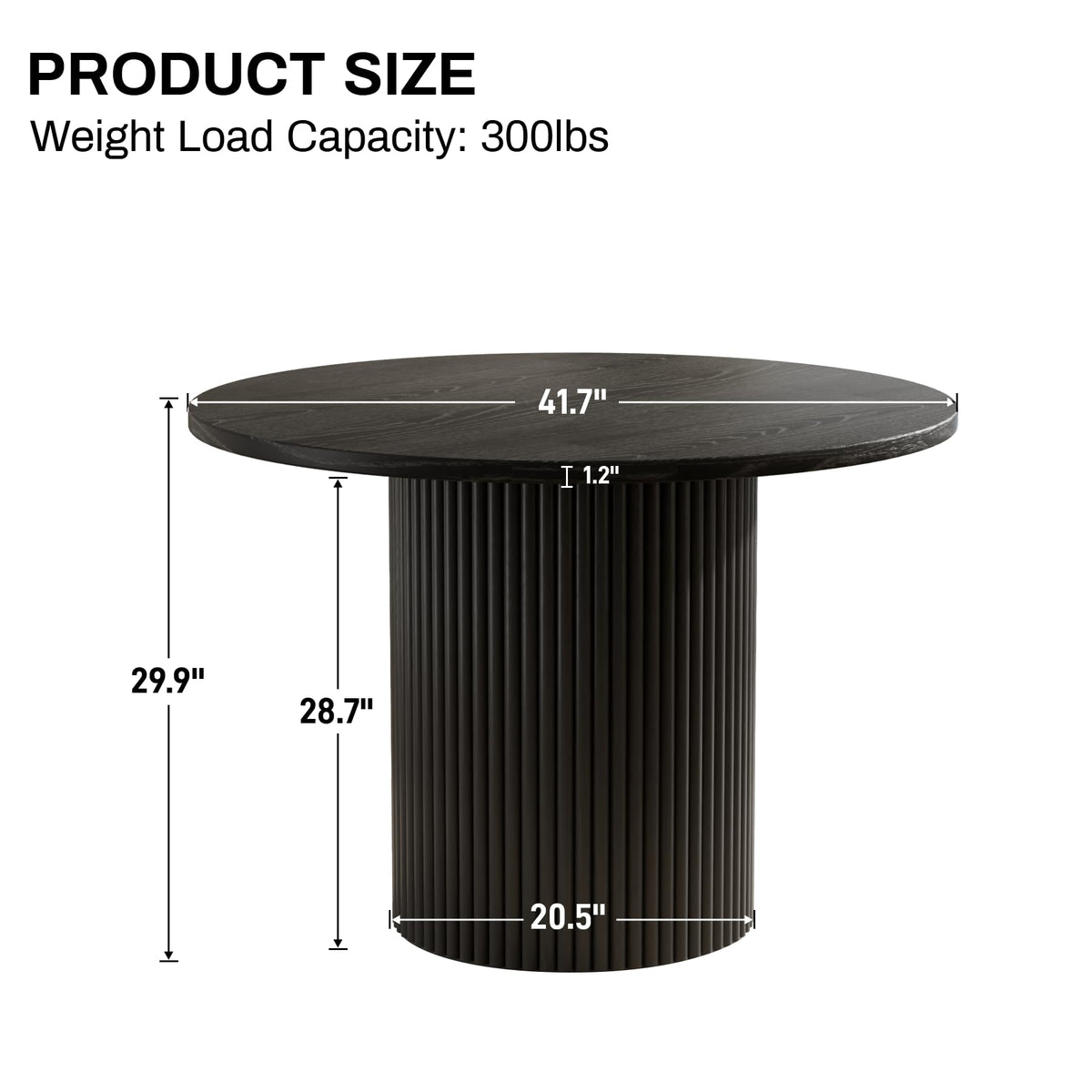 41.7" Round Black Wood Dining Table K54264