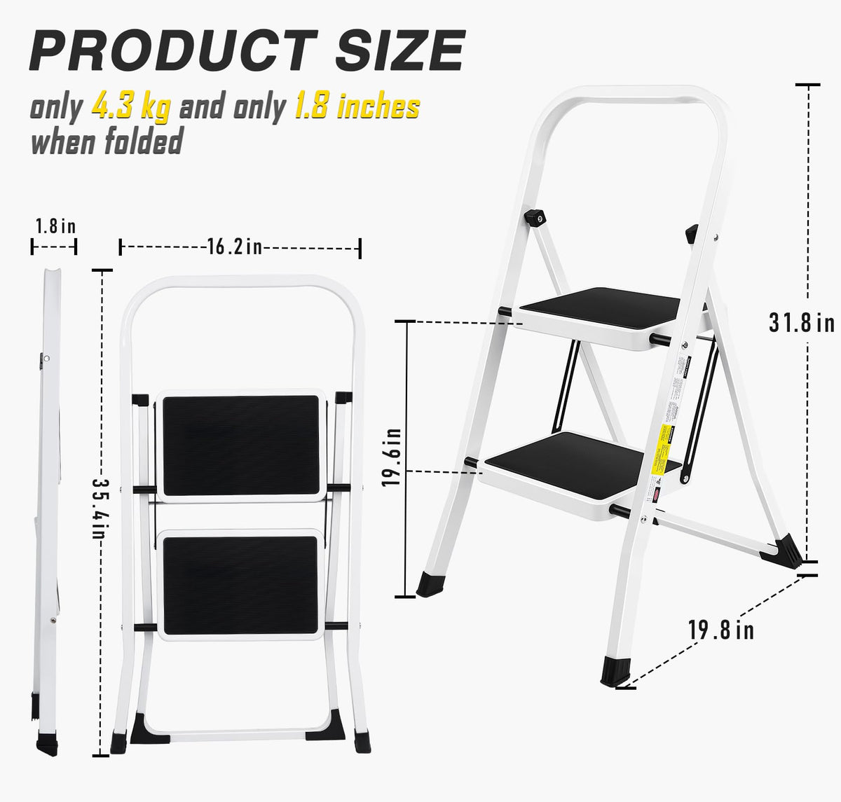 2 Step Folding Stool with Anti-Slip Pedal A24009