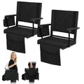 2 Pcs Black Stadium Seats with Back Support and Cushion E663