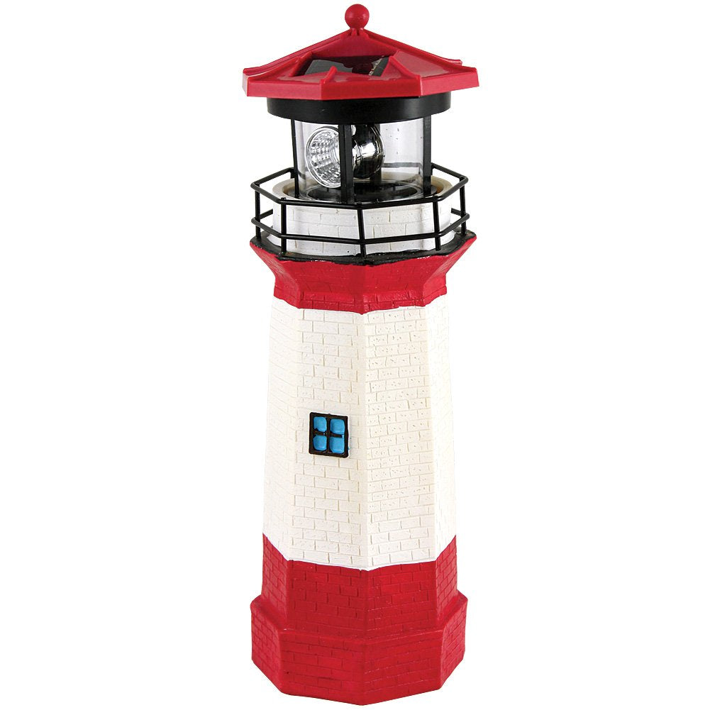 15" Red Solar Lighthouse with Rotating LED R7663