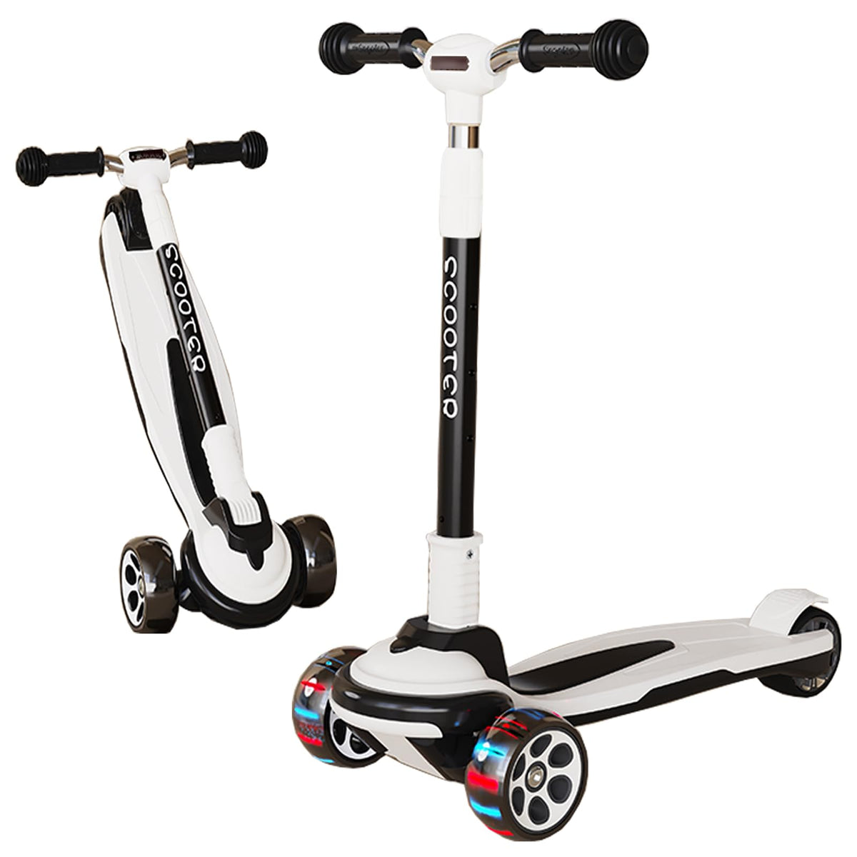 5 Adjustable Height Foldable Kick Scooter with 3 LED Light Wheels A994