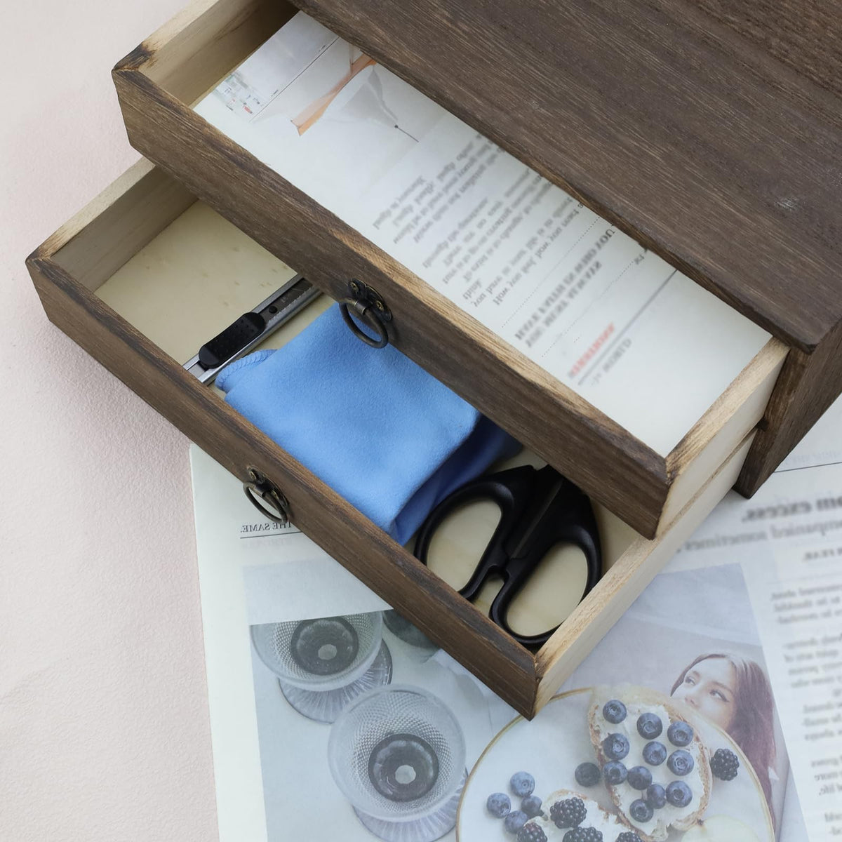 Wooden Desk Organizer with Drawer K740269