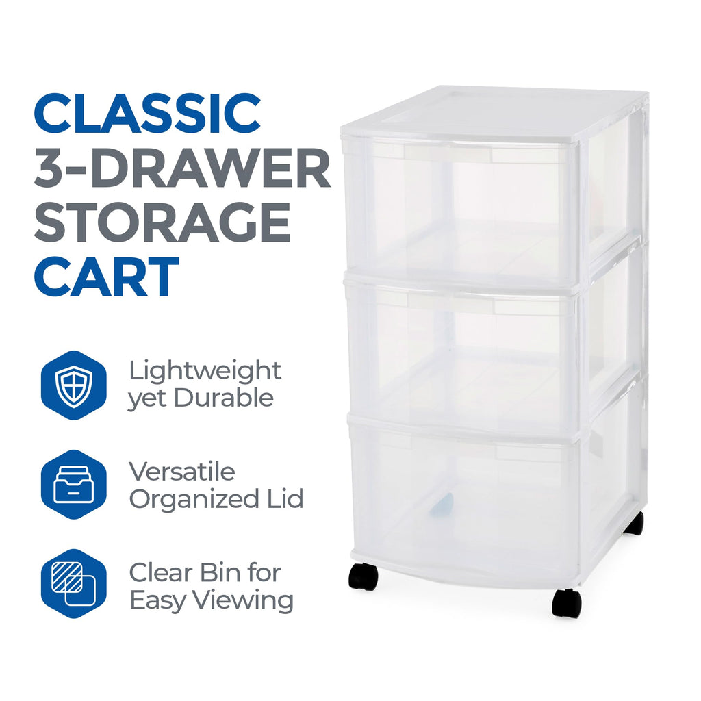 3 Drawer Plastic Rolling Organizer Cart P5465