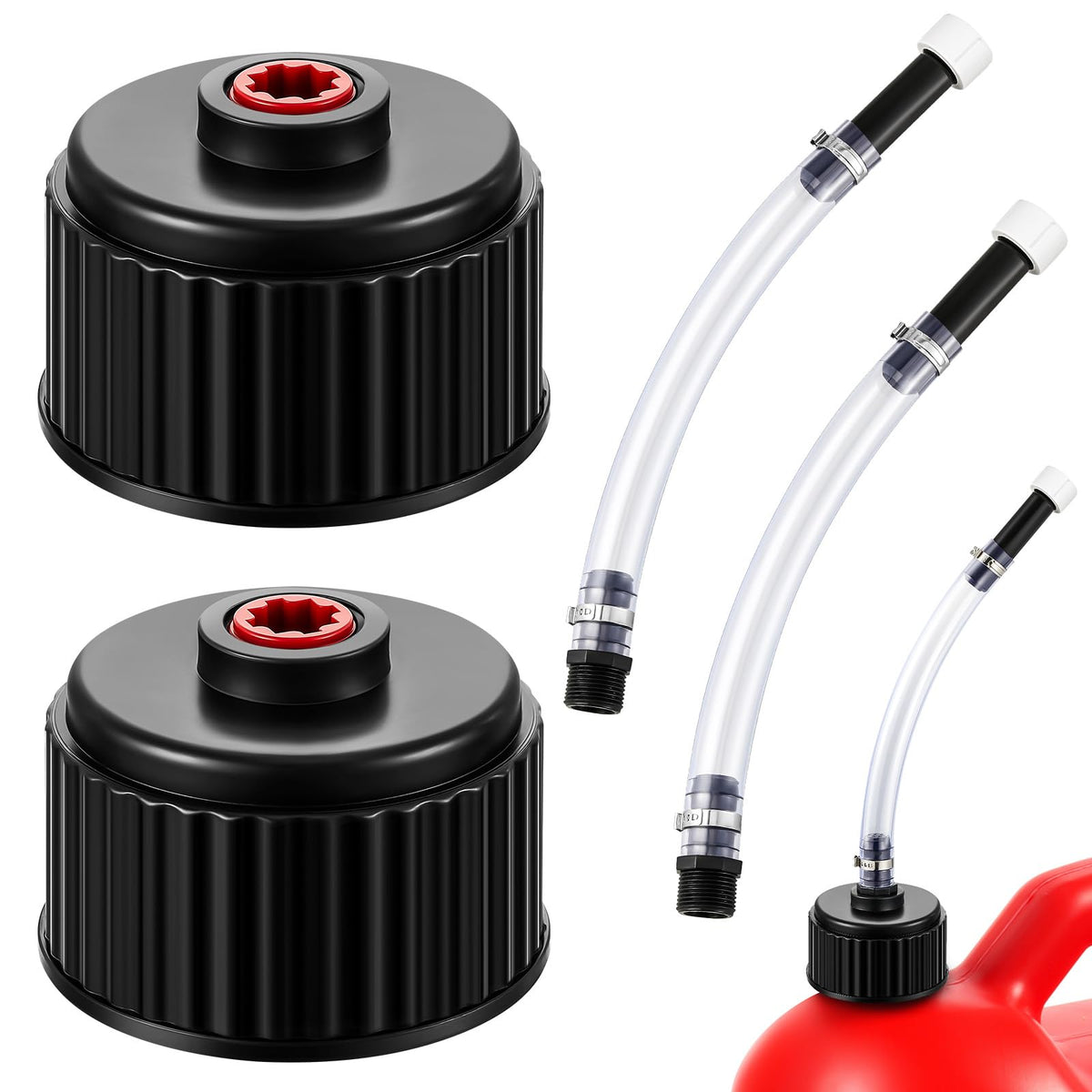 4 Pcs Fuel Jug Cap Replacement with Hose Kit D7485