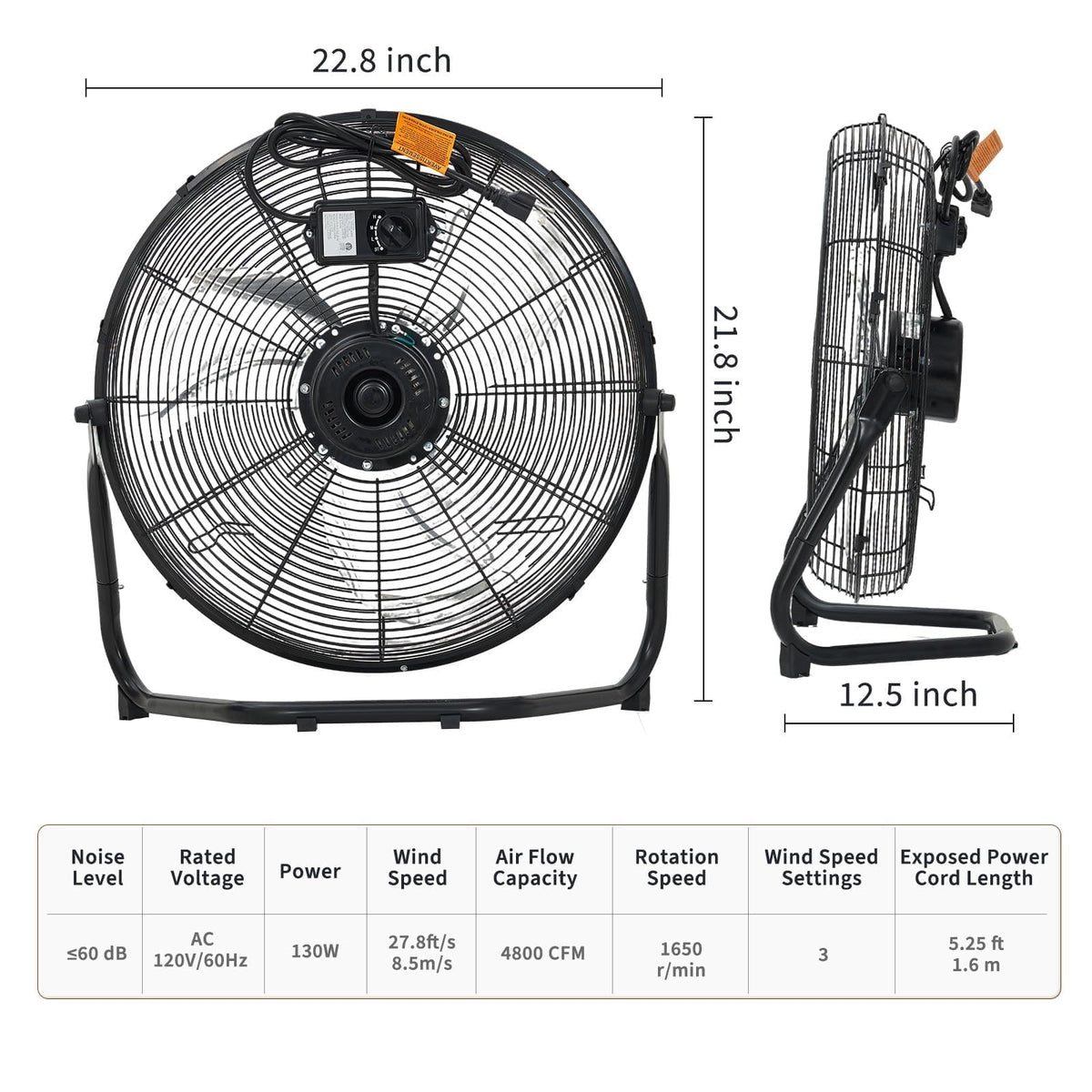 20 Inch 3 Speed High Velocity Industrial Floor Fan F2003