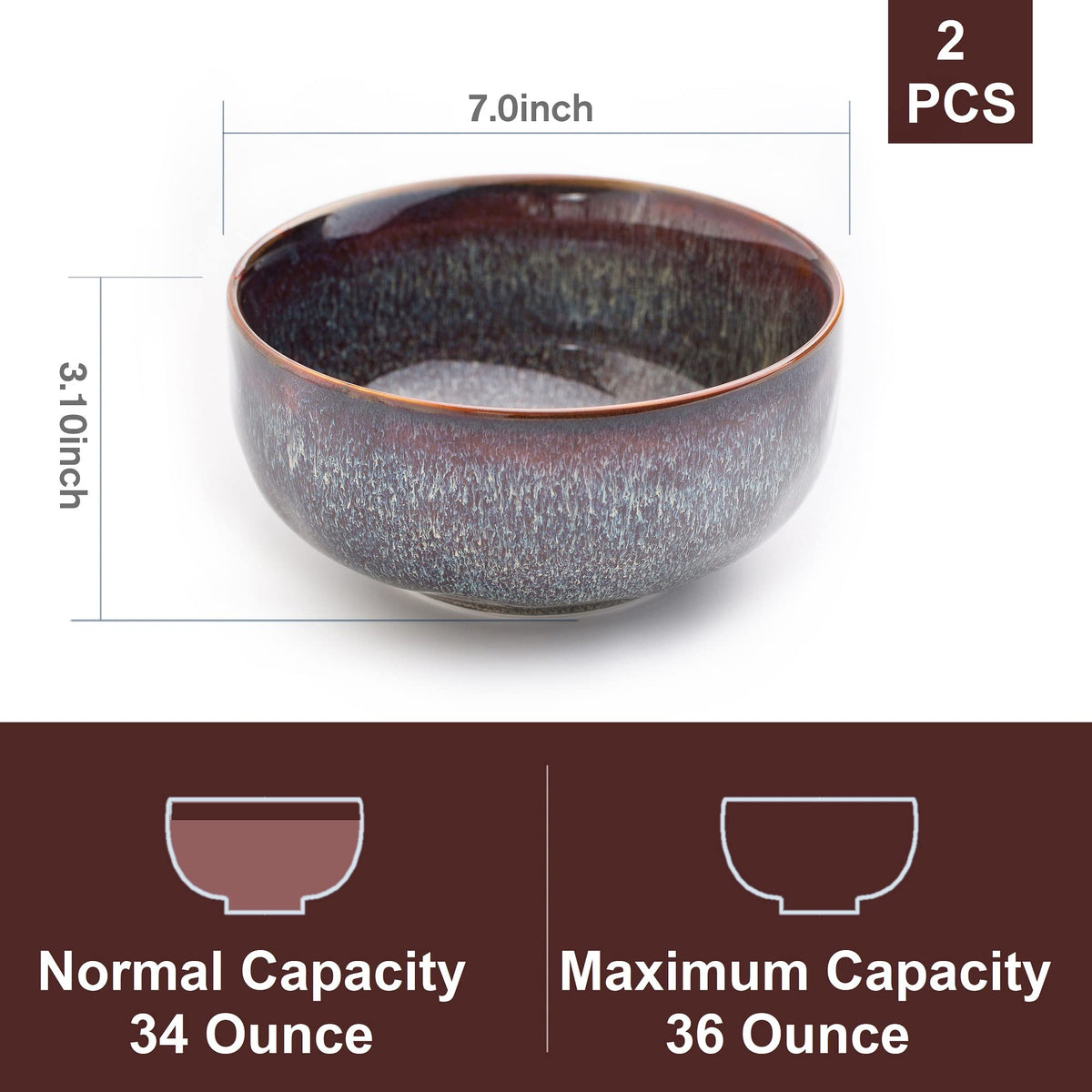 36 Ounce Ceramic Bowl Set of 2 E732
