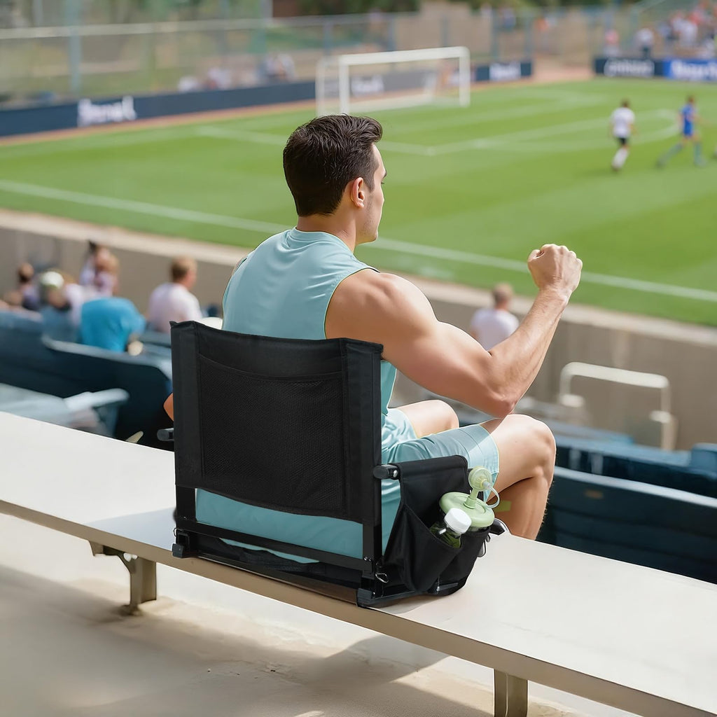 2 Pcs Black Stadium Seats with Back Support and Cushion E663
