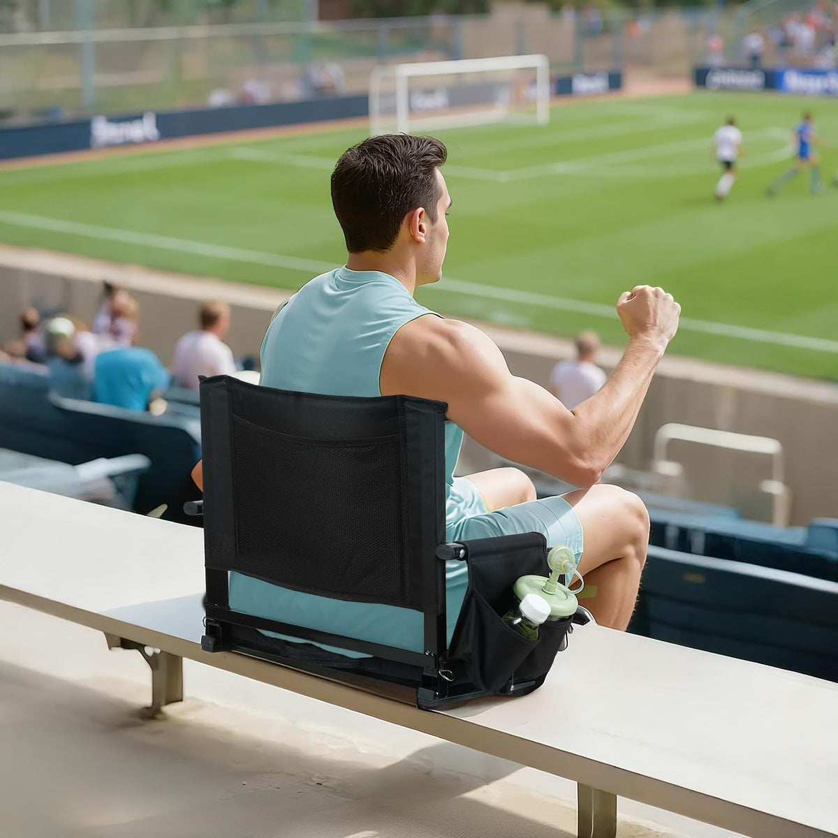 2 Pcs Black Stadium Seats with Back Support and Cushion E663