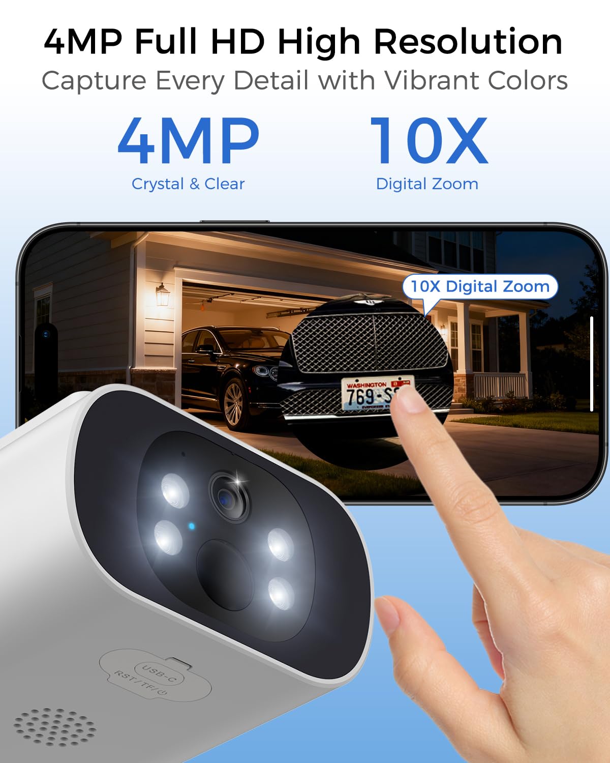 4MP Solar Security Cameras Wireless Outdoor R873278