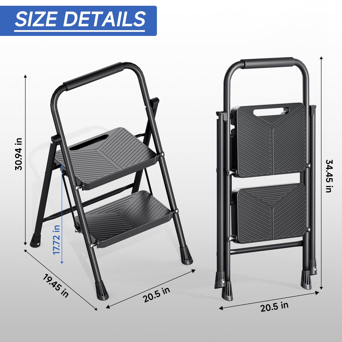 2 Step Ladder with Anti-Slip Pedals A84527