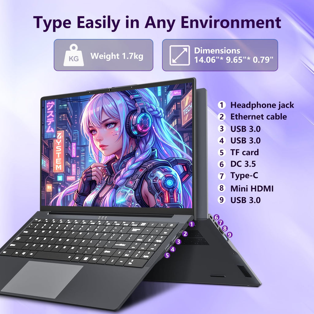 16GB RAM 256GB SSD Core i5 16" IPS FHD Laptop Computer J294