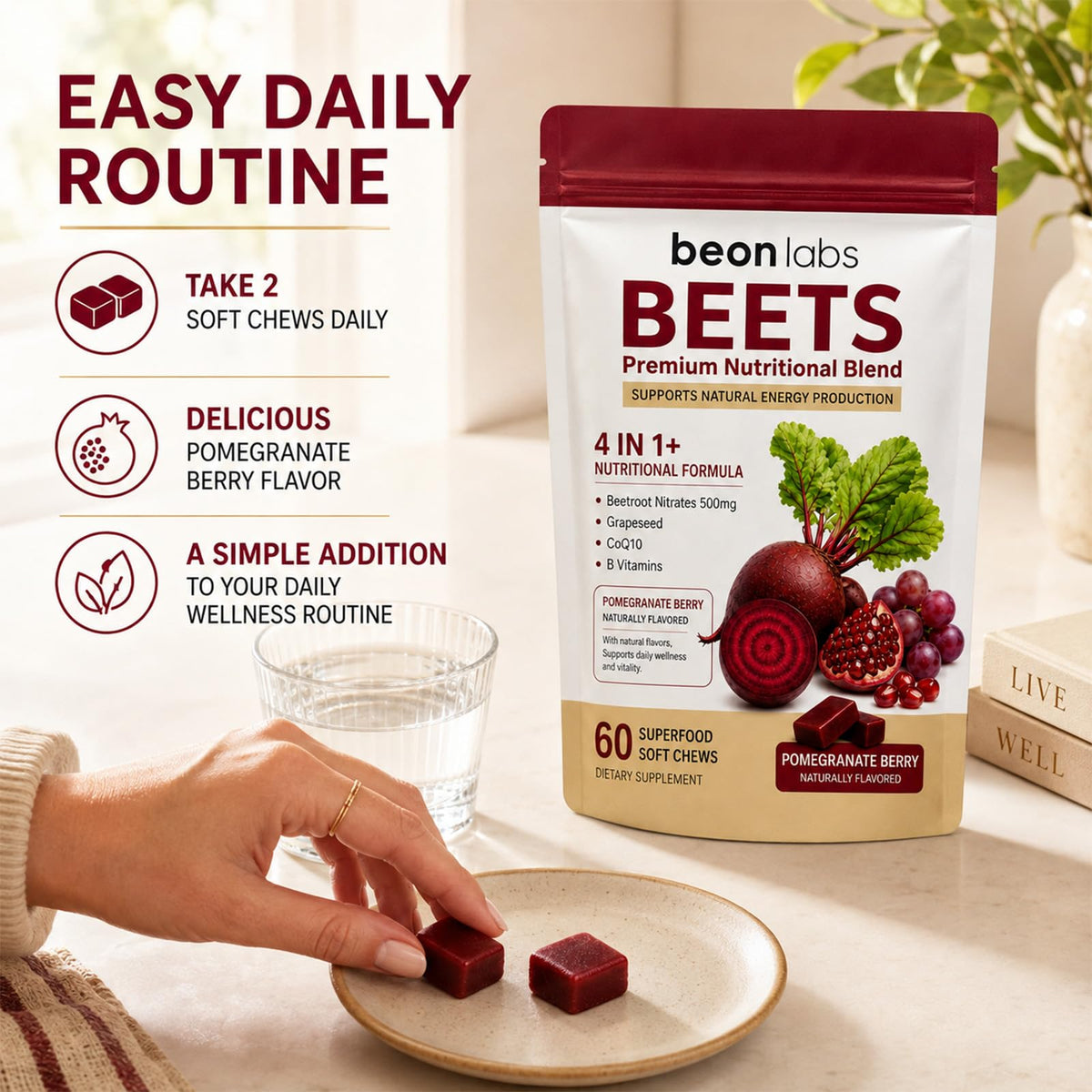 Beet Chews with L-CoQ10 & Grape Seed 60 Chew A157