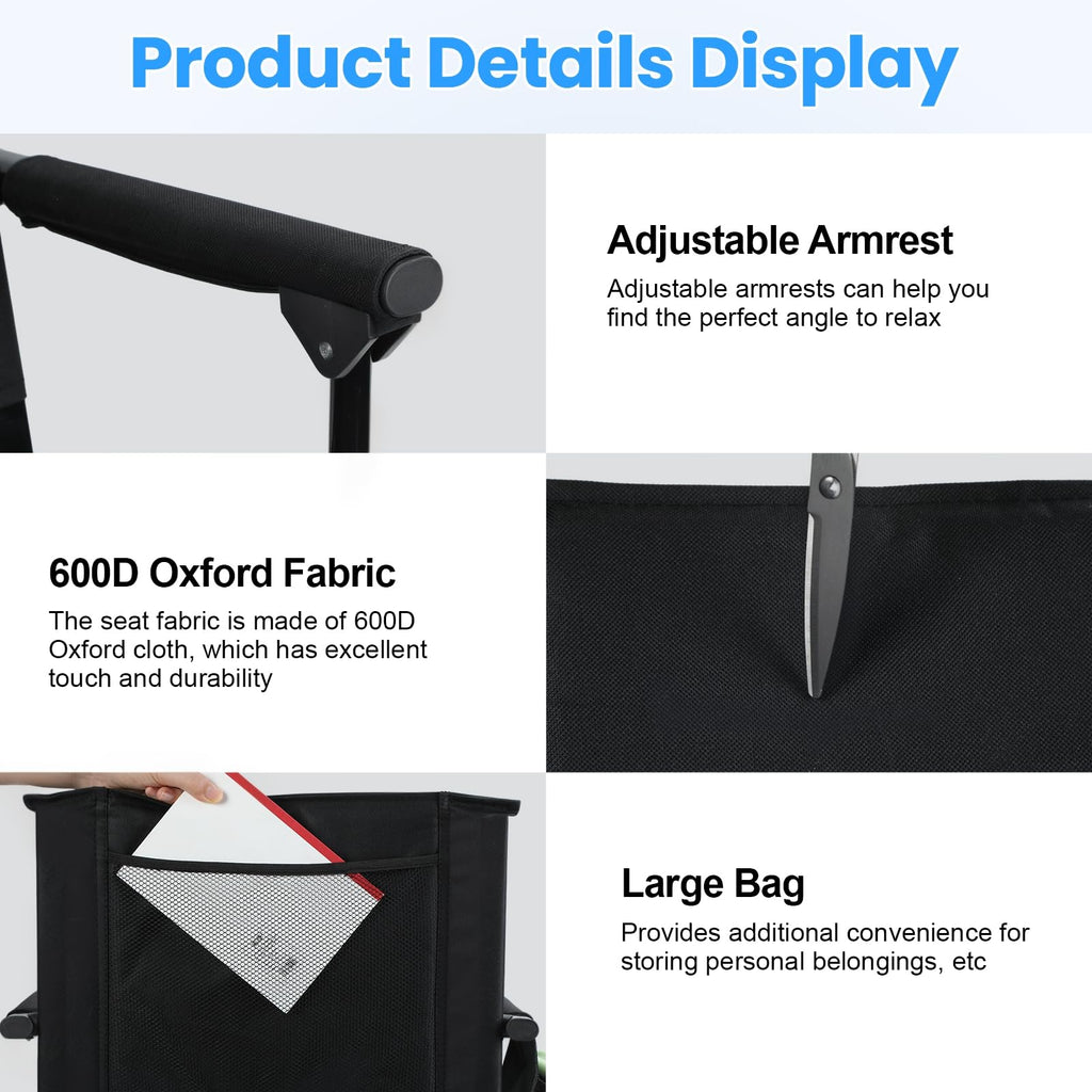 2 Pcs Black Stadium Seats with Back Support and Cushion E663