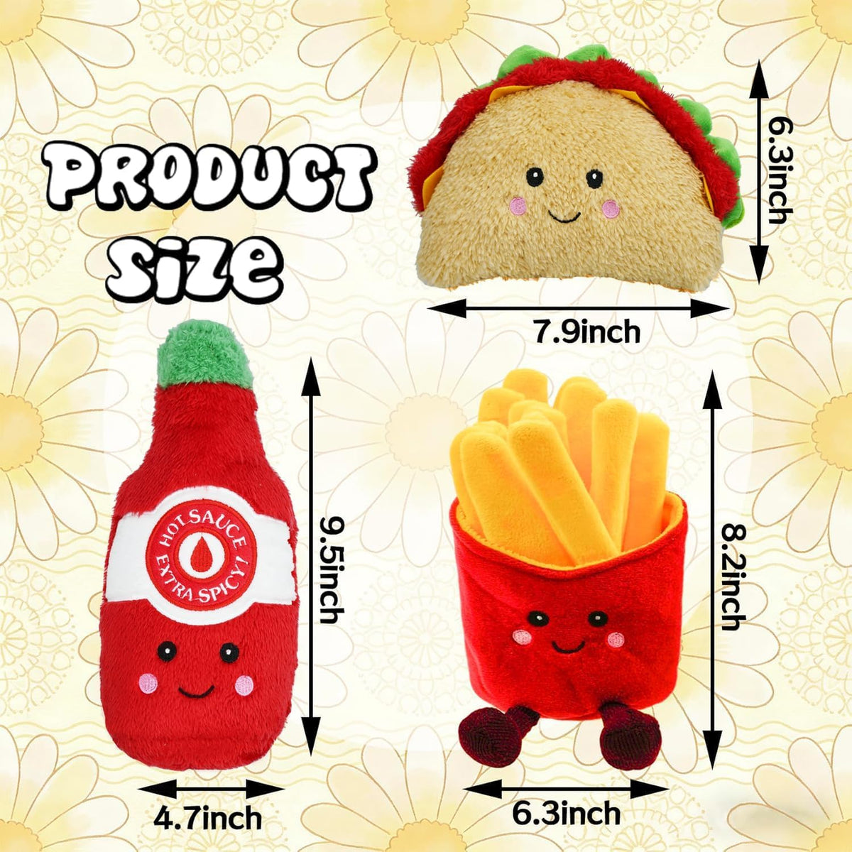 3-Pack Squeaky Plush Dog Chew Toys Set G44719