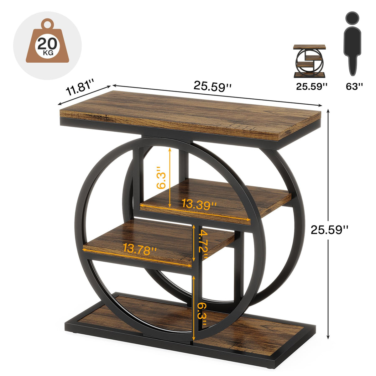 4-Tier Narrow Side Table with Storage Shelves Z2759