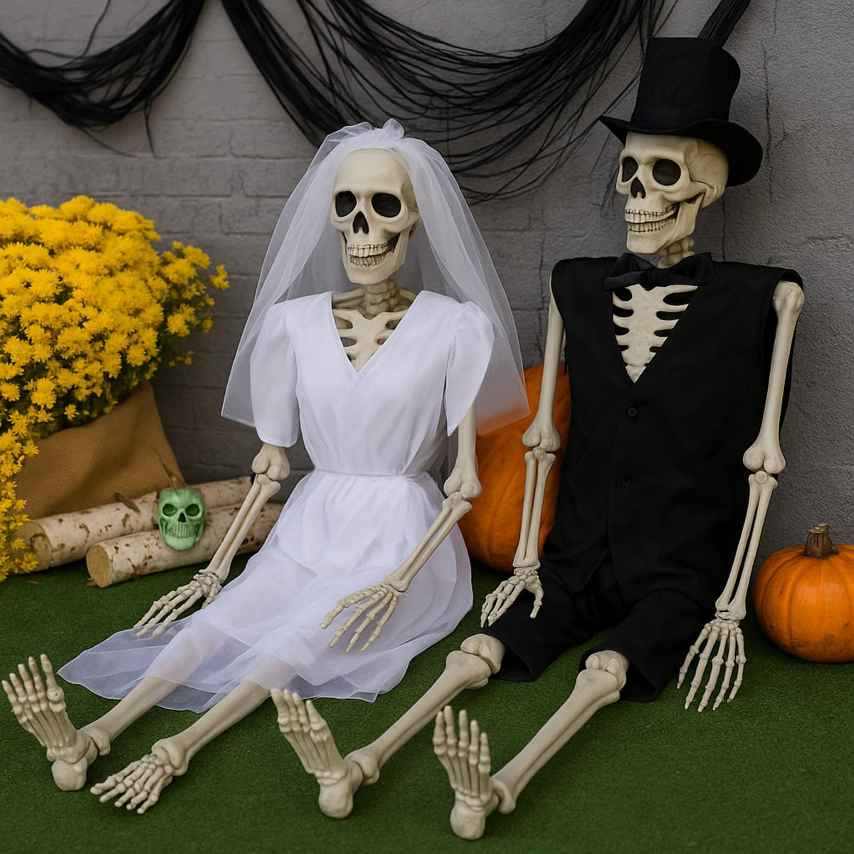 2 Set 5.4 Ft Posable Skeleton Decor L623187