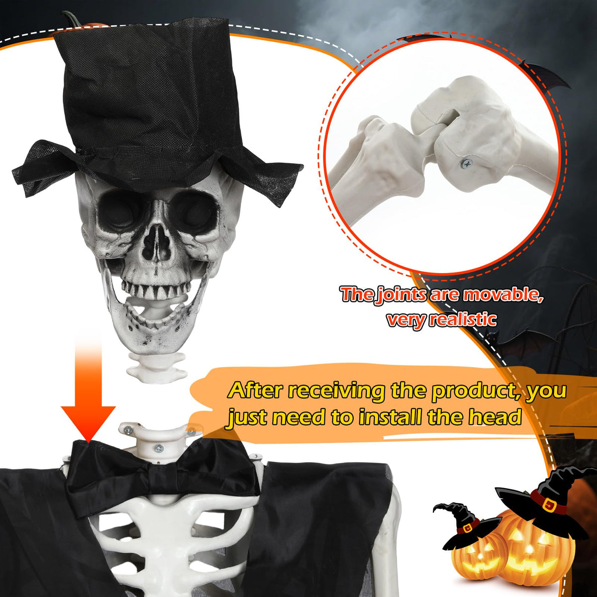 2 Set 5.4 Ft Posable Skeleton Decor L623187