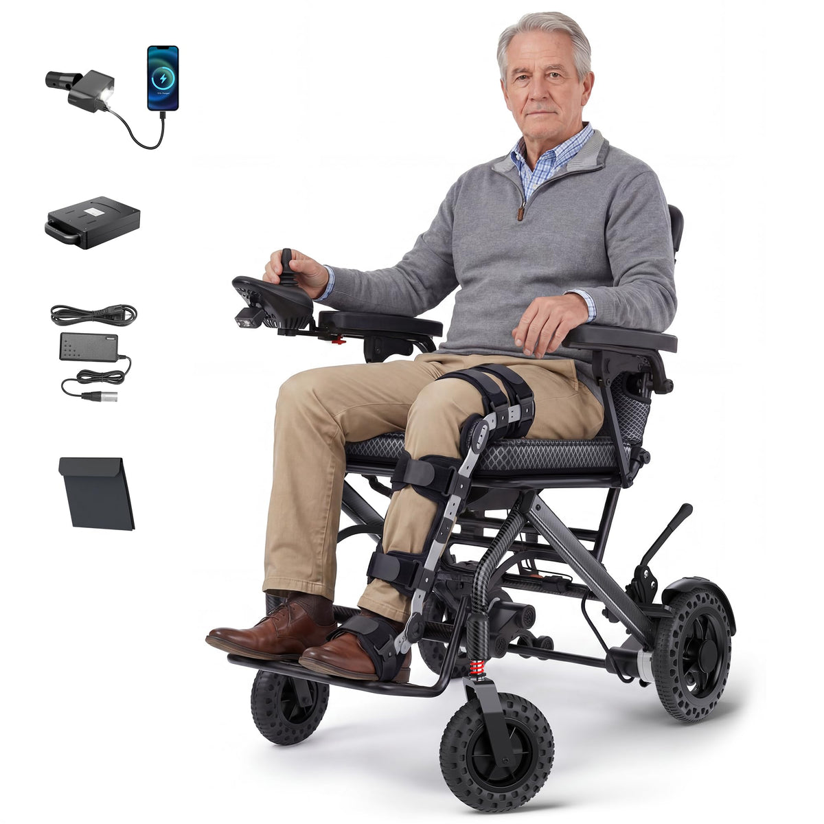 32lbs Foldable Electric Wheelchair 360W Dual Motor 220 lbs Capacity K92647