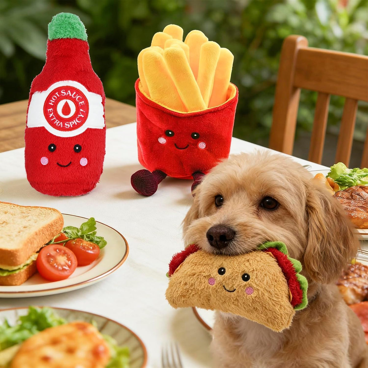 3-Pack Squeaky Plush Dog Chew Toys Set G44719