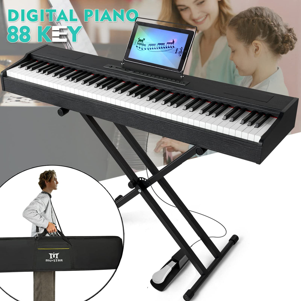 88 Key Fully Weighted Hammer Action Digital Piano with Stand V454680