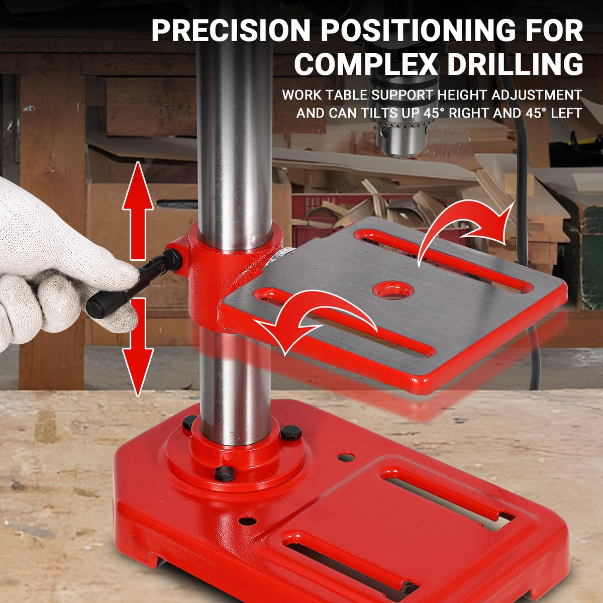 8" Benchtop Drill Press with 5 Adjustable Speeds and Tilting Worktable N62963