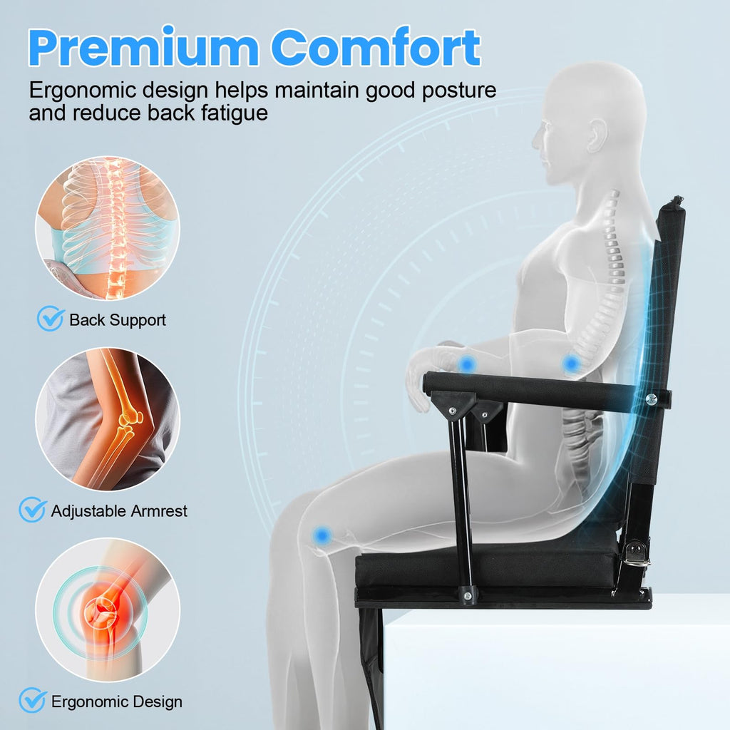 2 Pcs Black Stadium Seats with Back Support and Cushion E663