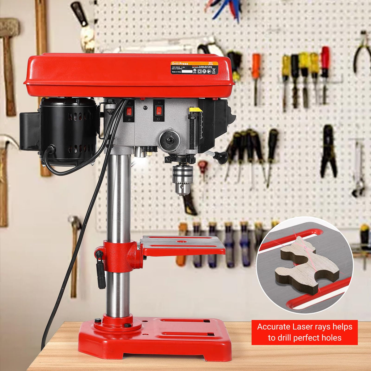 8" Benchtop Drill Press with 5 Adjustable Speeds and Tilting Worktable N62963