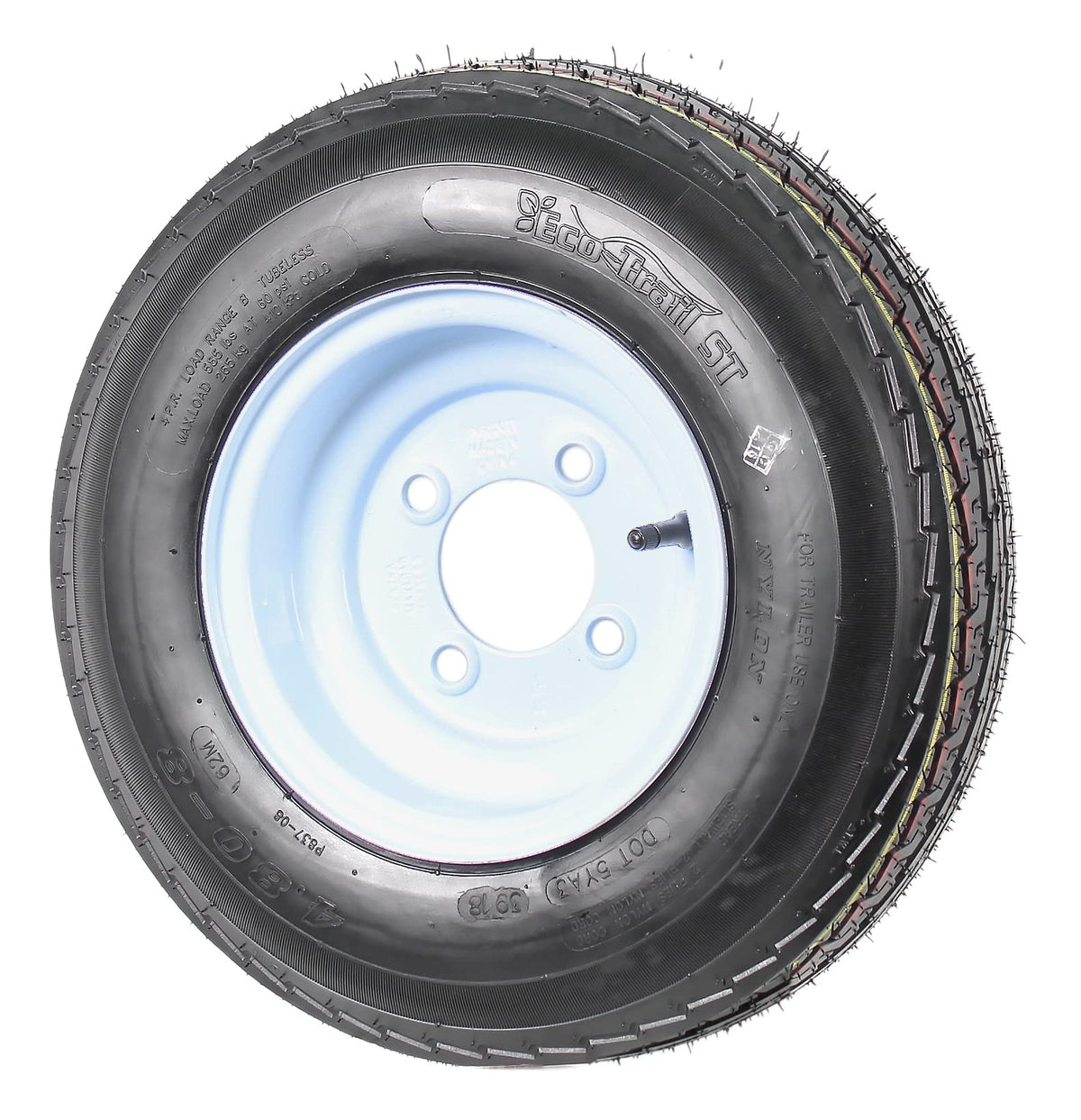 2-Pack Trailer Tire Rim Assembly 4.80-8 4 Lug White O332213