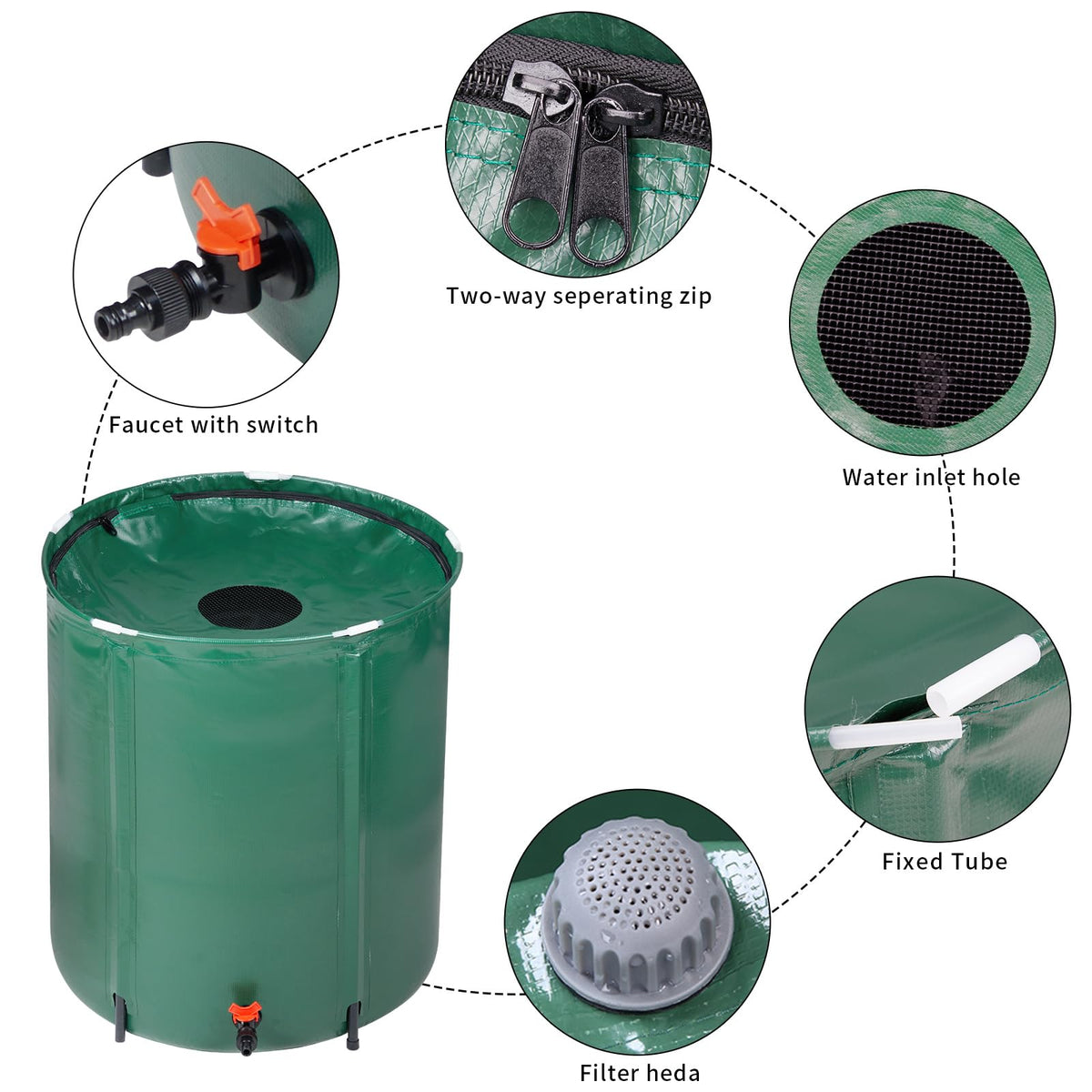 50 Gallon Foldable PVC Rain Barrel with Filter X795