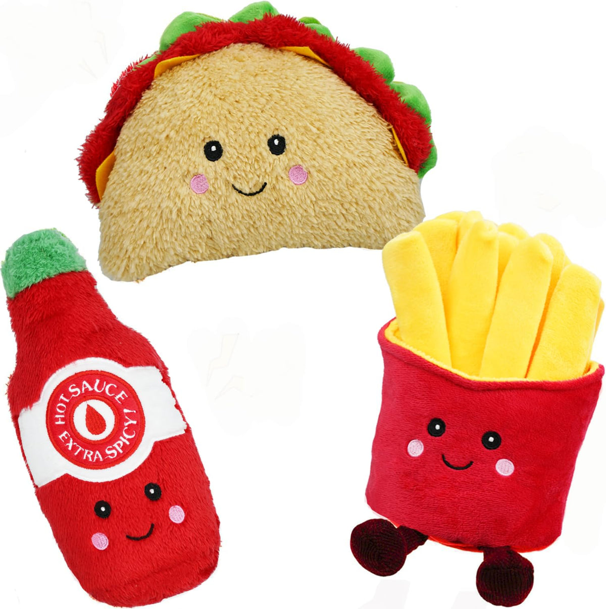 3-Pack Squeaky Plush Dog Chew Toys Set G44719