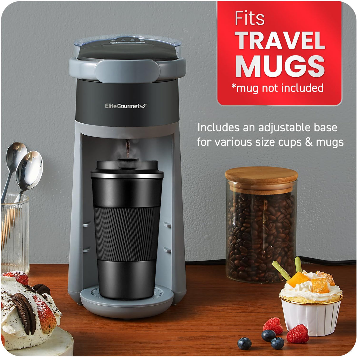 2-in-1 Capsule Coffee Maker, K-Cup & Grounds, Black R188794
