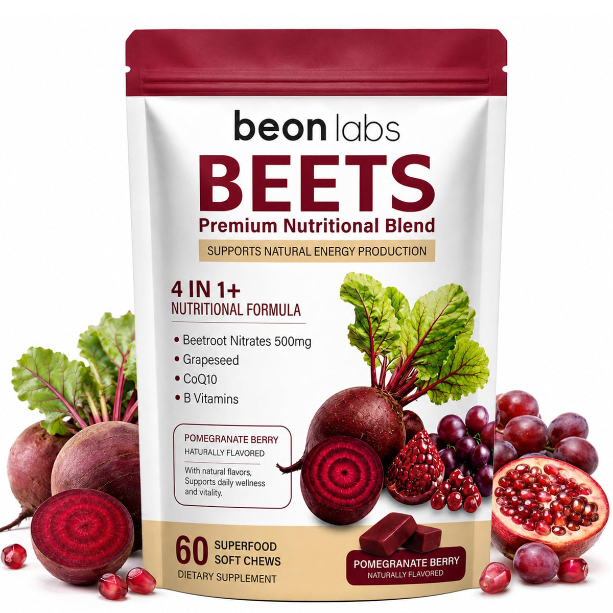 Beet Chews with L-CoQ10 & Grape Seed 60 Chew A157
