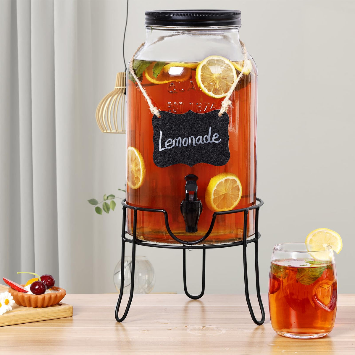 1.5 Gallon Glass Drink Dispenser with Spigot J866