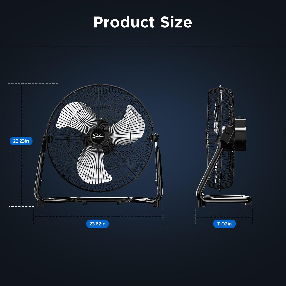 20 Inch 3-Speed High Velocity Metal Industrial Floor Fan A22953