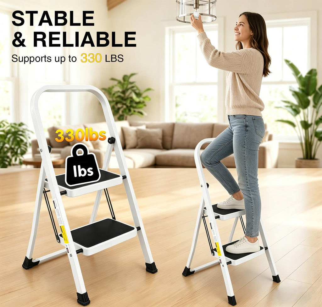 2 Step Folding Stool with Anti-Slip Pedal A24009