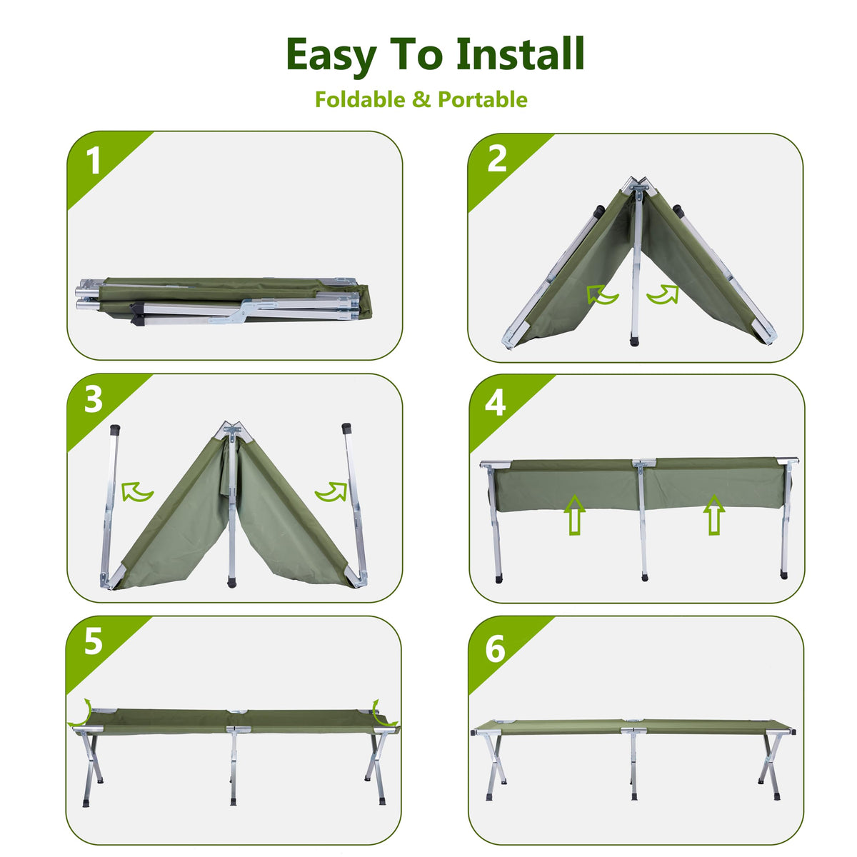25" Wide Folding Camping Cot with Carry Bag I510