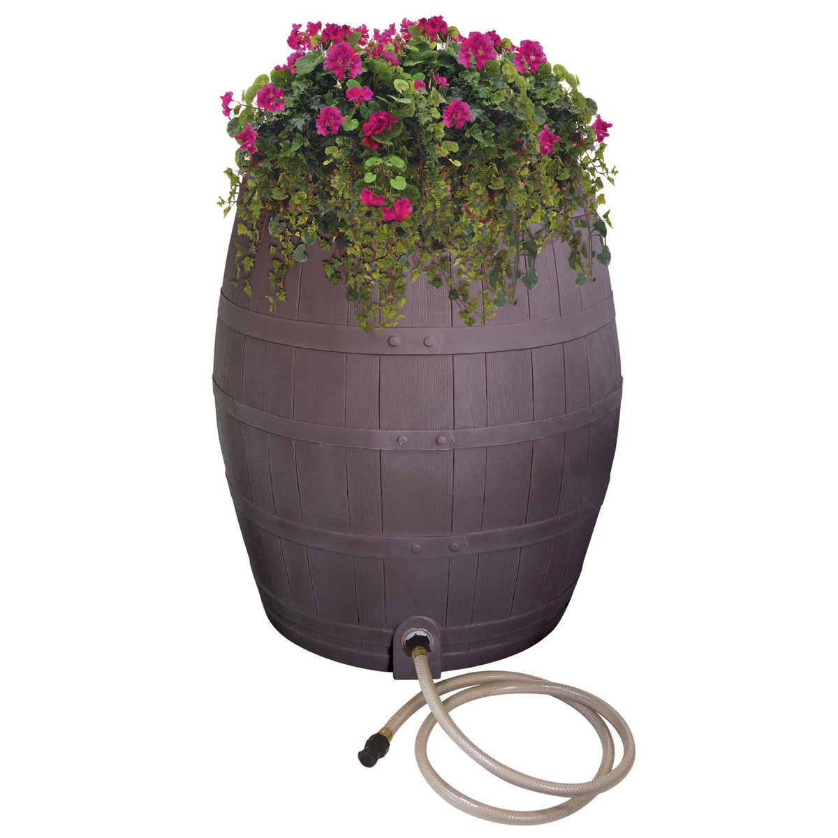 50-Gallon Whiskey Rain Barrel with Planter and Diverter R3157