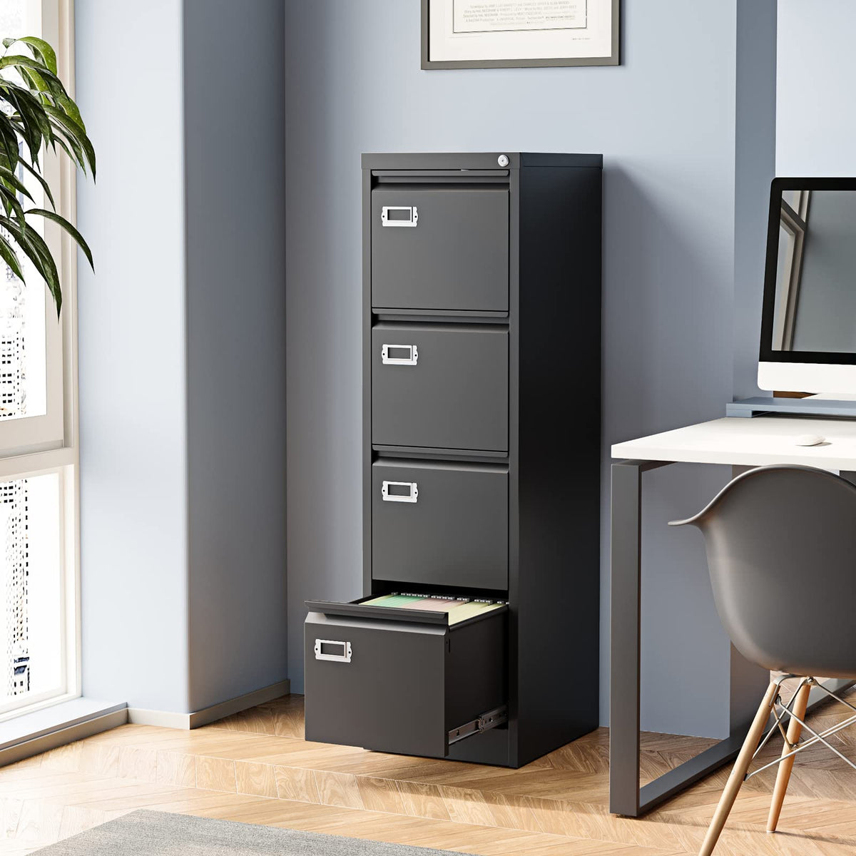 4 Drawer Metal Vertical File Cabinet with Lock Y19805