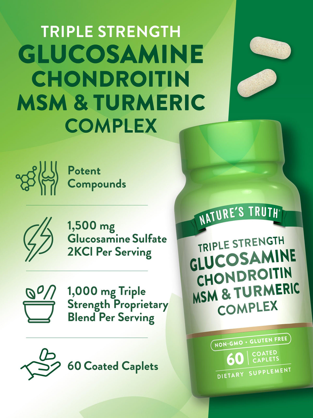 Glucosamine Chondroitin MSM Complex 60 Caplets G912