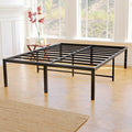 Queen Size Black Metal Bed Frame with Steel Slats H483104