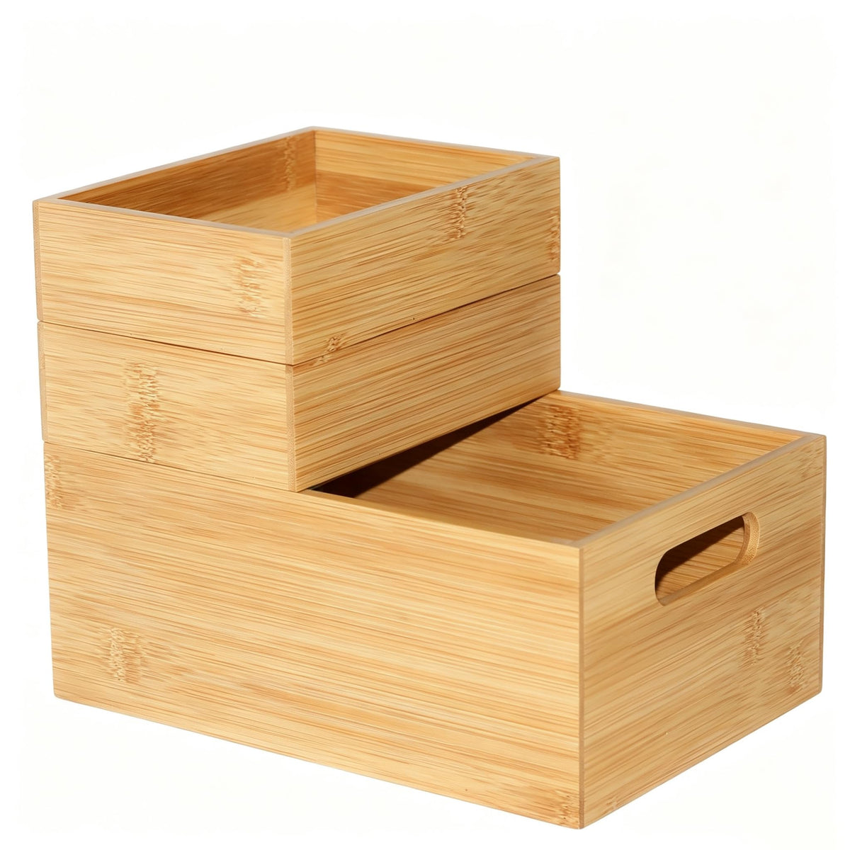3 Pack Bamboo Storage Box with Handle Y81132