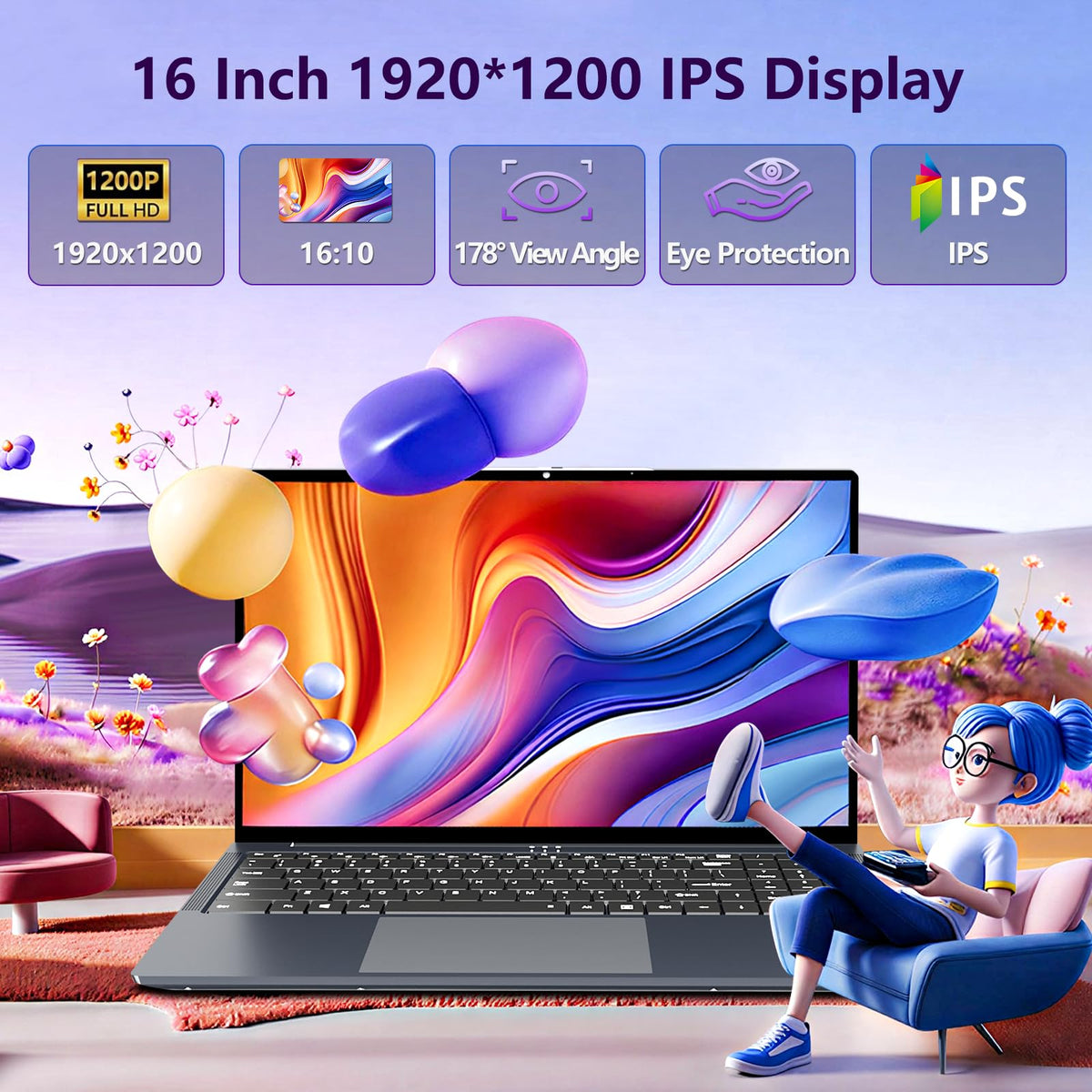 16GB RAM 256GB SSD Core i5 16" IPS FHD Laptop Computer J294