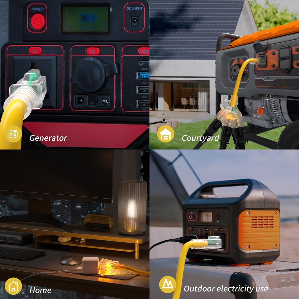 100 FT 10 Gauge Outdoor Extension Cord with Multiple Outlets Yellow C213934