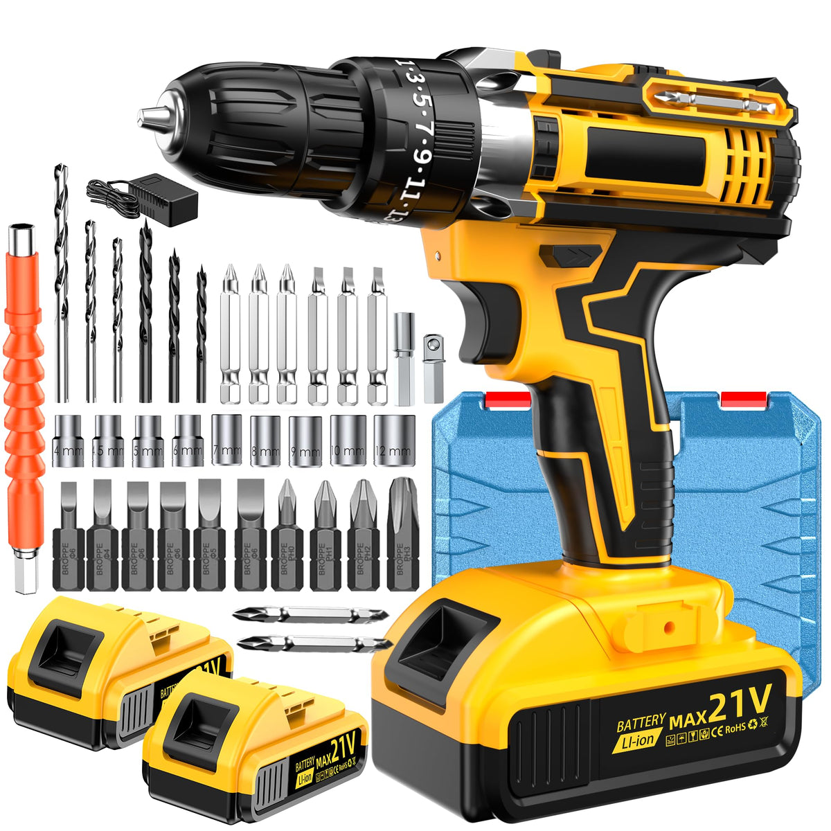 21V Cordless Drill Driver with 2 Batteries H60230